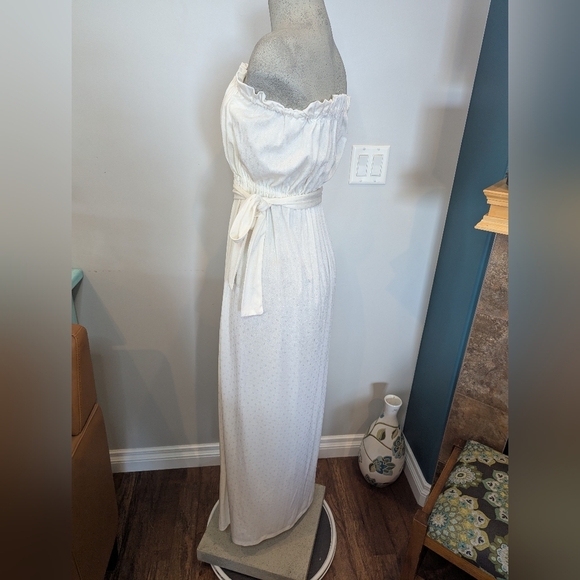 Vintage 1970s Elegant Ivory Strapless Belted Maxi Dress Size 4- 8  S/M - Picture 5 of 11